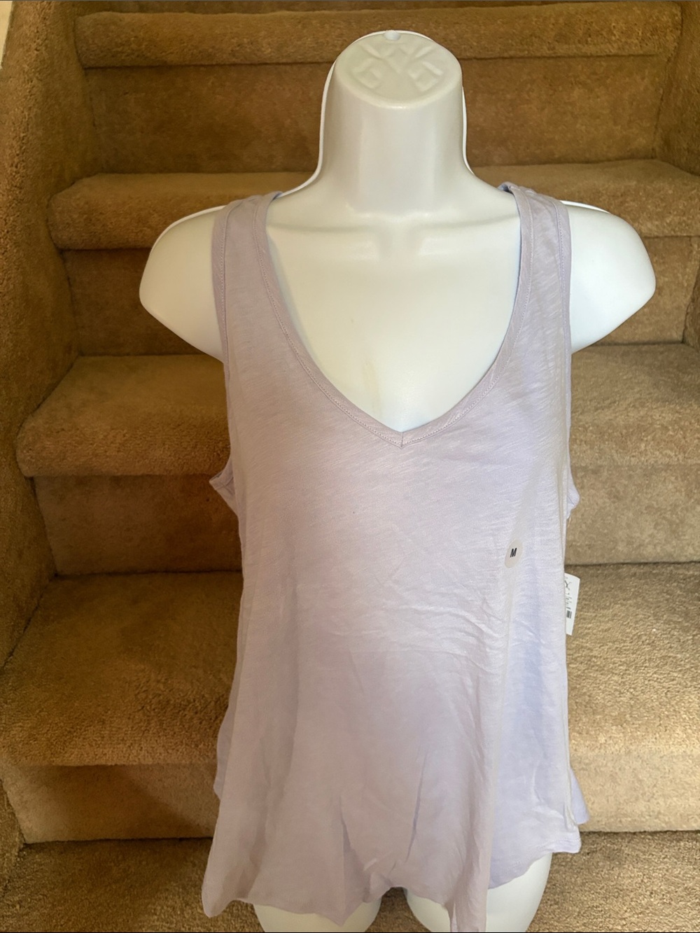 NWT NY&C Light Lavender Cotton V-Neck Women's Tank Top in Medium